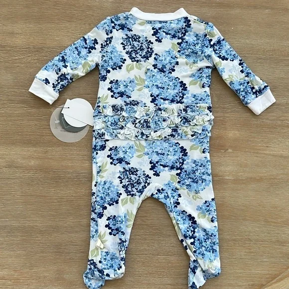 Milkberry Baby Girl Bamboo Footie Sleeper Hydrangea 3-6 months - Picture 5 of 7